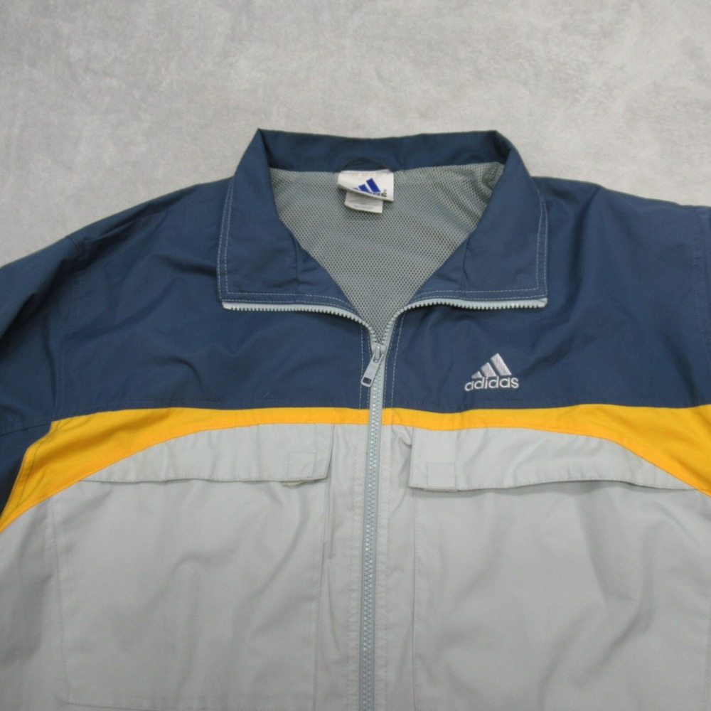Adidas Jacket Windbreaker Mens Large Blue Cagoule Colorblock Full Zip VTG 90s - Picture 11 of 16